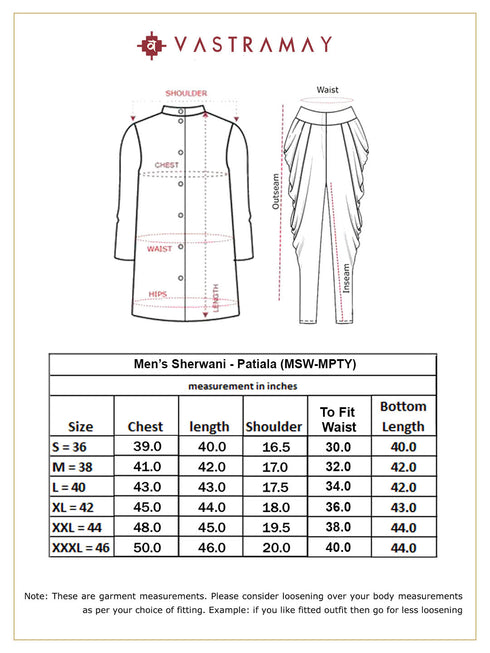 Men's Black And Cream Viscose Sherwani Patiala And Dupatta Set